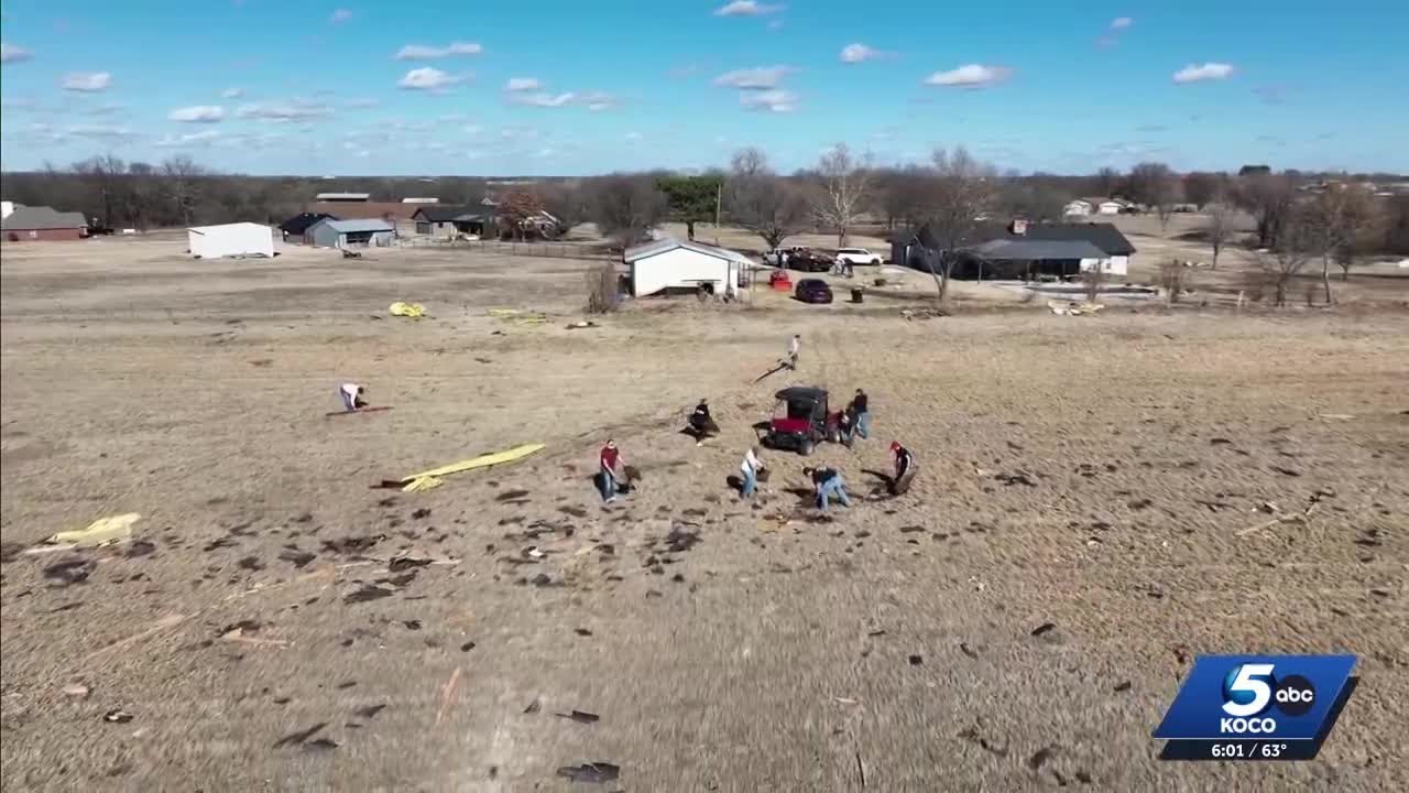 Purcell FFA students step up to help clean up tornado damage - YouTube