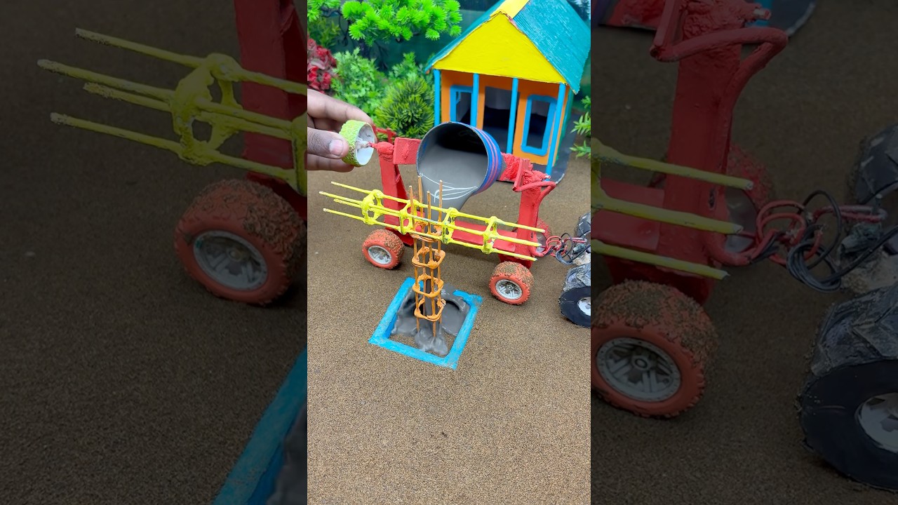🚜😱 Mini Tractor Cement Pillar Making Process | Real DIY Mini Construction