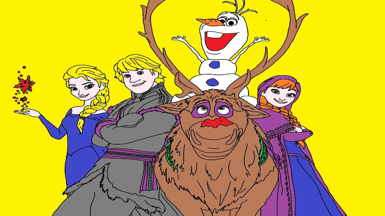 Frozen Princes Elsa Anna Krystof Olaf Coloring Book Learning