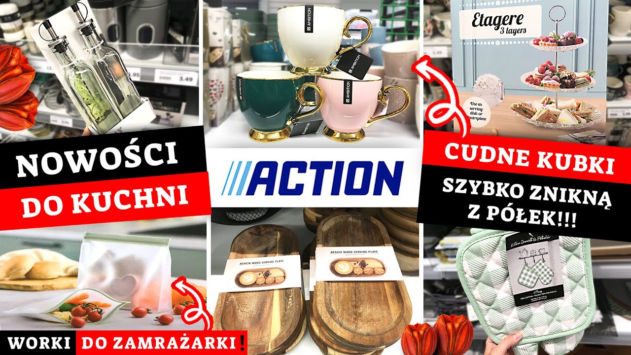 ACTION ILE NOWOŚCI DO KUCHNI❗️😍 STYLOWE ETAŻERKI❤️ KUBKI🧡 DUŻO POJEMNIKÓW💛 I TACE DO SERWOWANIA