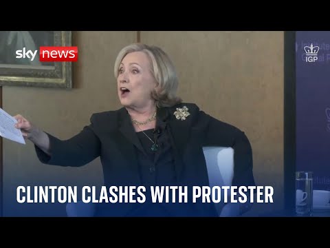 Hillary Clinton clashes with protester who asked her to denounce Joe Biden's Oval Office speech