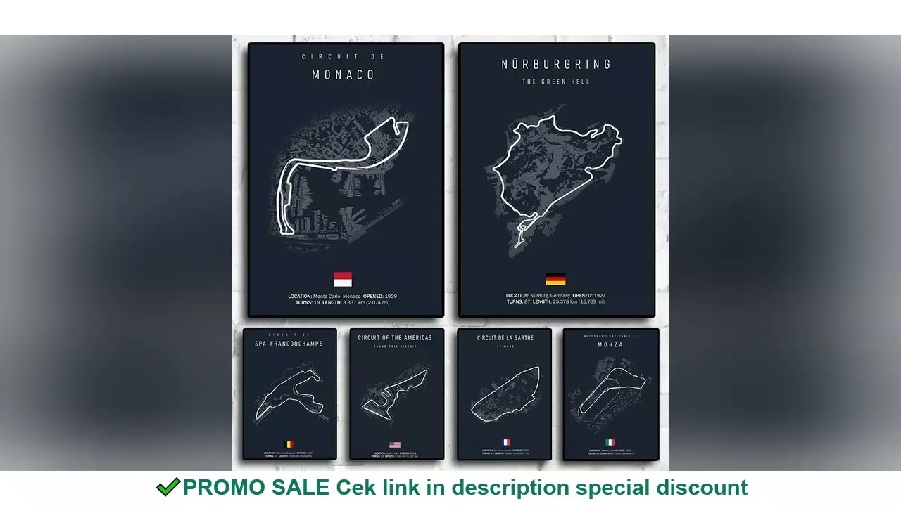 F1 Imola Monaco Track Circuit Canvas Painting Formula 1 Wall Art Nordic Poster Aesthetic Motorsport