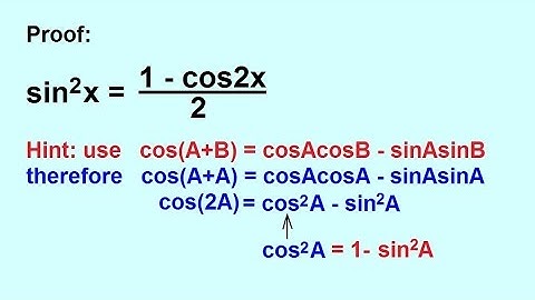 PreCalculus - Trigonometry: Trig Identities (30 of 57) Proof sin^2(x)=(1-cos2x)/2
