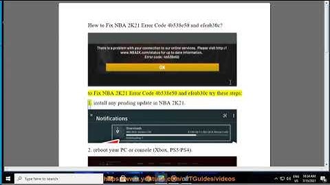 Fix NBA 2K21 Error Code 4b538e50 & efeab30c on Windows/PS5/PS4/Xbox