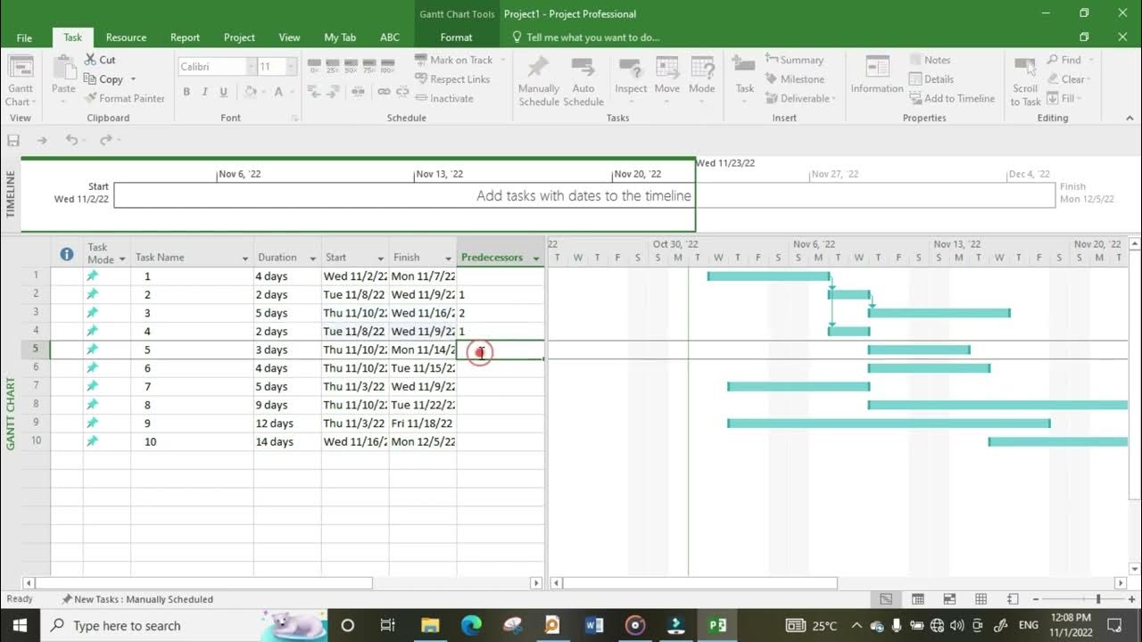 How to Add Predecessors in Microsoft Project - YouTube