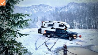 🏔️ SNOW - WIND - RAIN - MUD // TRUCK CAMPING in the MOUNTAINS // Full-Time Truck Camping // Vlog 24