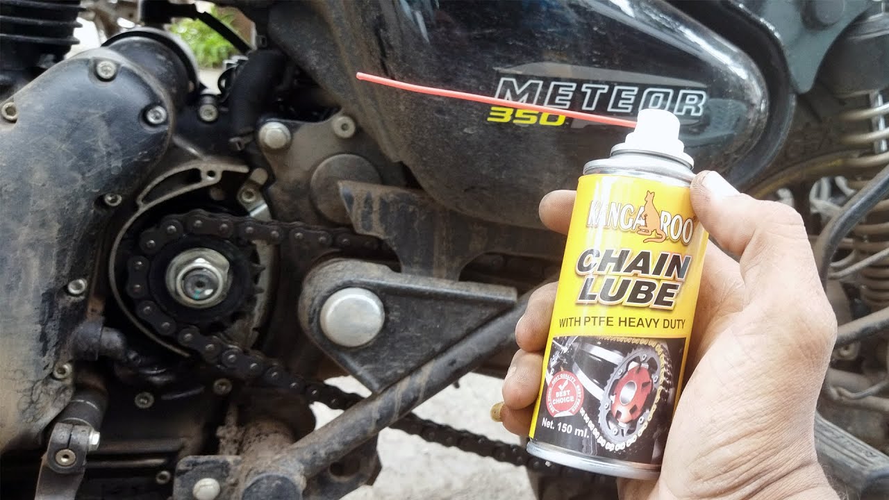 royal enfield meteor 350 chain cleaning & lubricant. YouTube