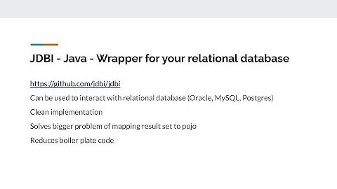 JDBI | Java - JDBC Wrapper for relational databases | Clean Implementation