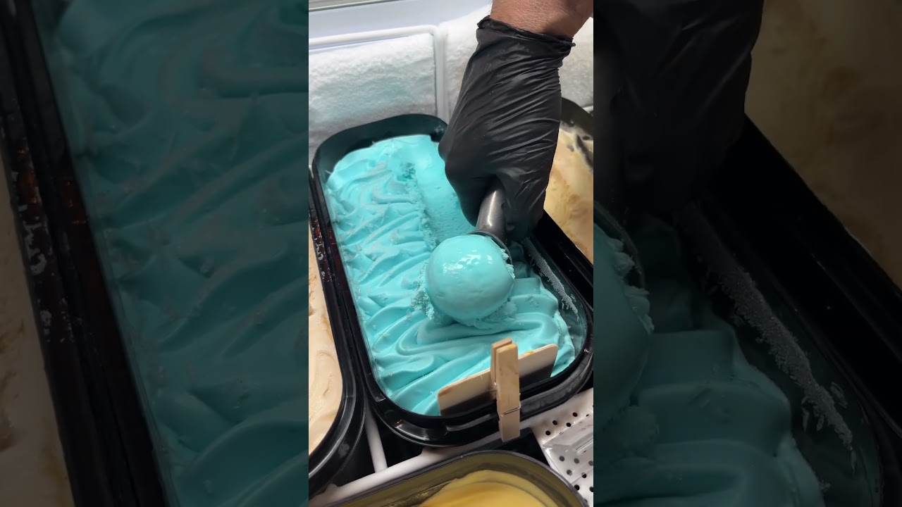 Satisfying Bubblegum Ice Cream Scooping 