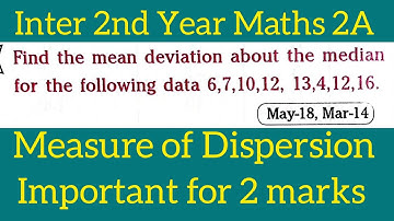 Mean deviation about Median for 6,7,10,12,13,4,12,16||Inter 2nd Year Maths 2A@maths naresh eclass