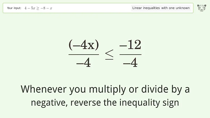 Solving Linear Inequalities: 4-5x is Greater Than or Equal to -8-x