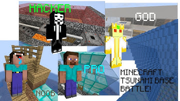 NOOB VS PRO VS HACKER VS GOD MINECRAFT TSUNAMI BASE BATTLE - Minecraft Animation