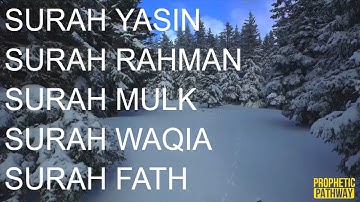 Surah Yasin, Surah Rehman, Surah Mulk, Surah Waqia & Surah Fath