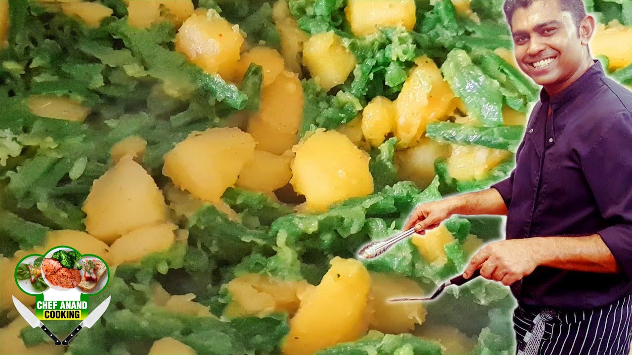 SURINAAMSE AARDAPPEL MET KOUSEBAND IN MASALA RECEPT | SURINAMESE POTATO GARTER IN MASALA RECIPE