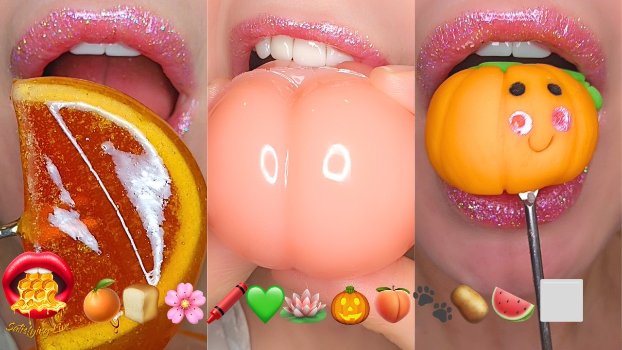 ASMR Satisfying Eating Emoji Food Challenge Mukbang Sounds