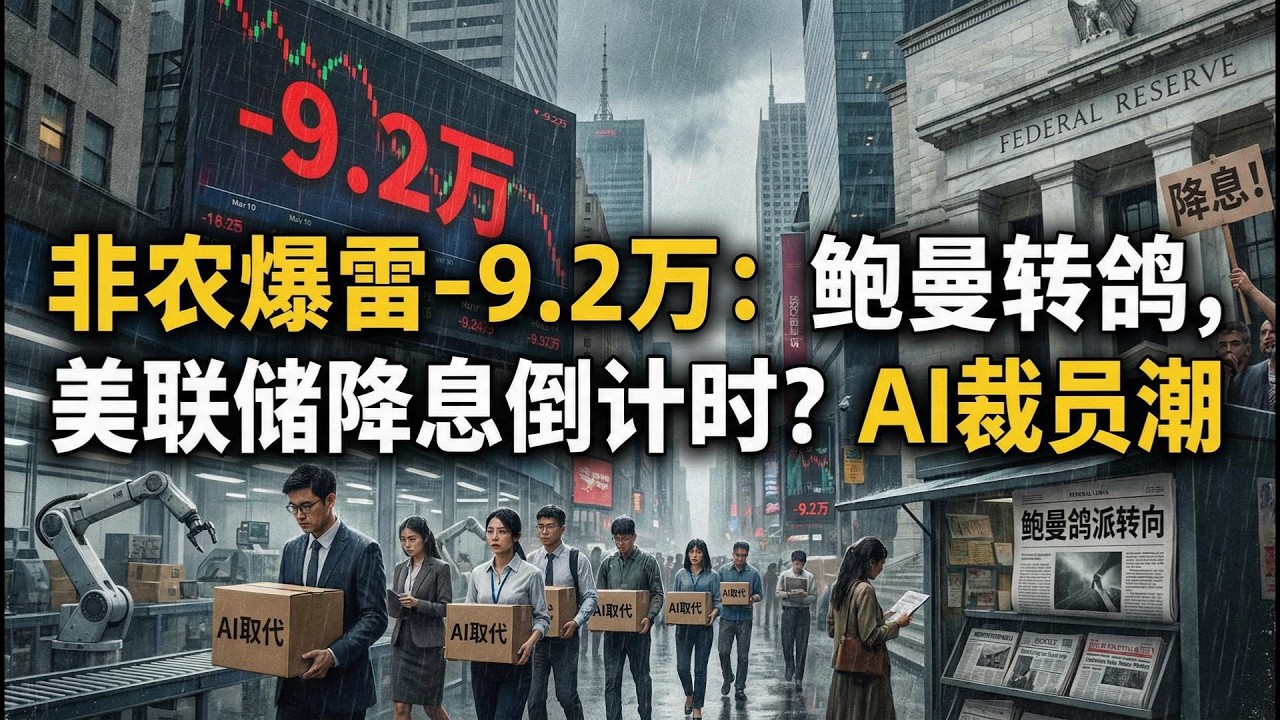 【Boss说美国】非农爆雷-9.2万：鲍曼转鸽，美联储降息倒计时？AI裁员潮