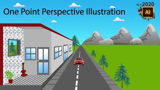 Adobe illustrator class 73 one point perspective illustration Urdu/Hindi