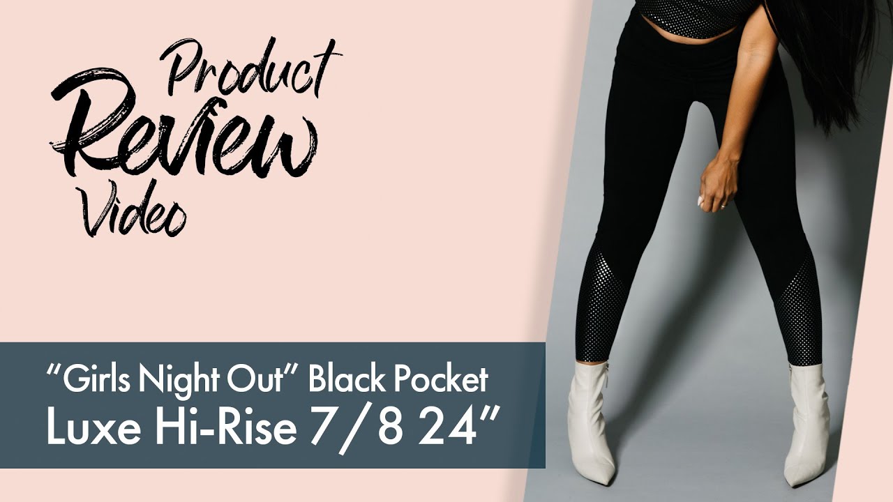 Official ZYIA Active Review: Girls Night Out Black Pocket Luxe Hi-rise  7/8 24 #1599 