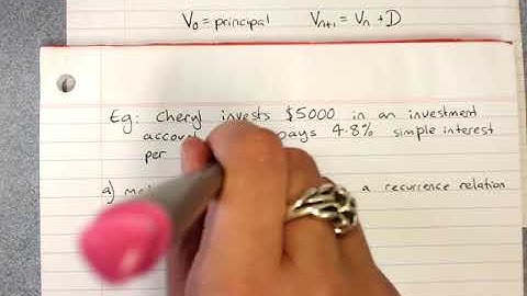 Arithmetic sequence recurrence relations for simple interest