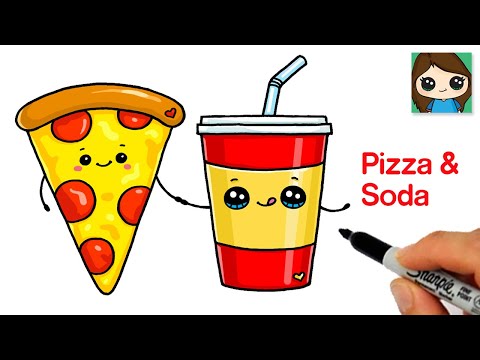 How to Draw Pizza Slice and Soda Cup | Cute Combo Food Art