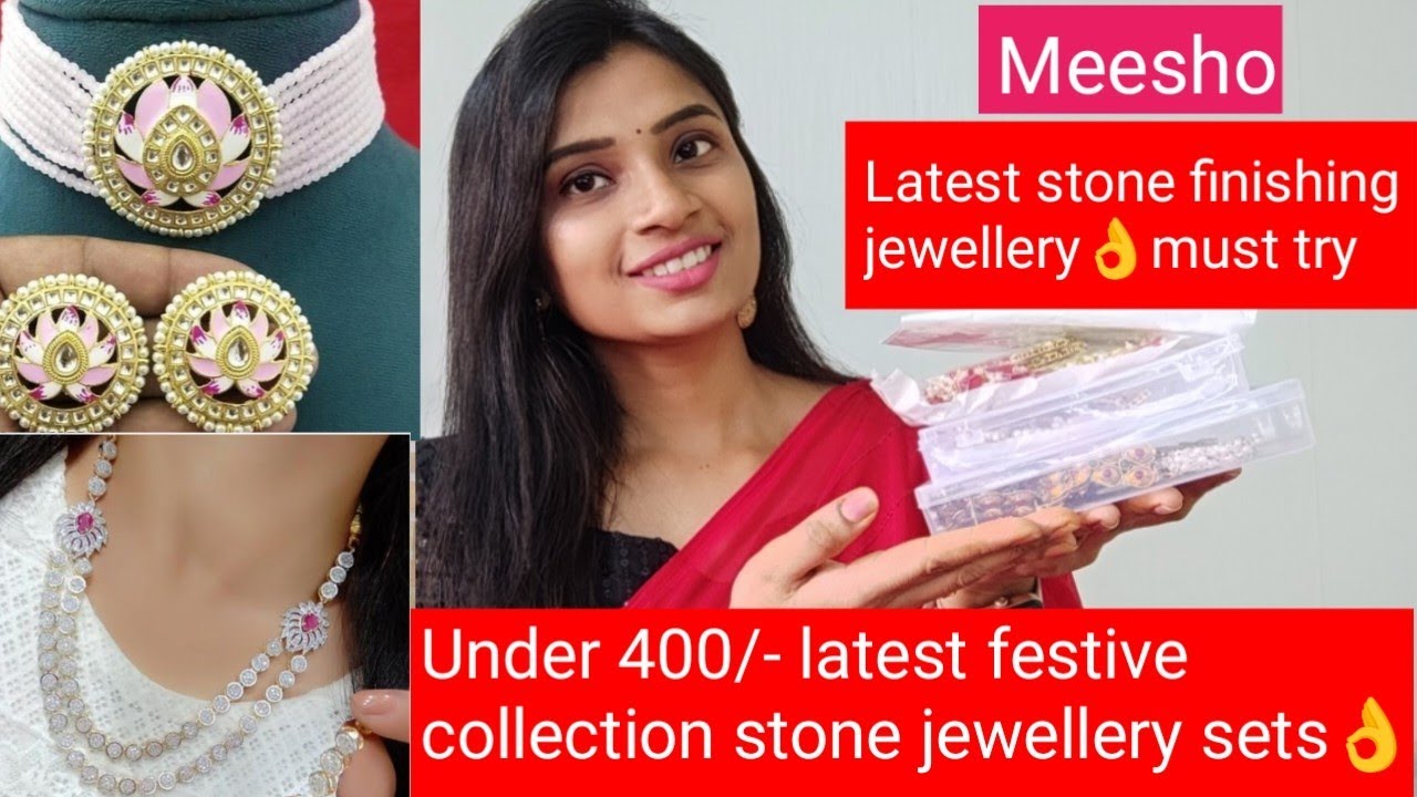 Meesho under 400/ latest festive collection stone finishing jewellery👌