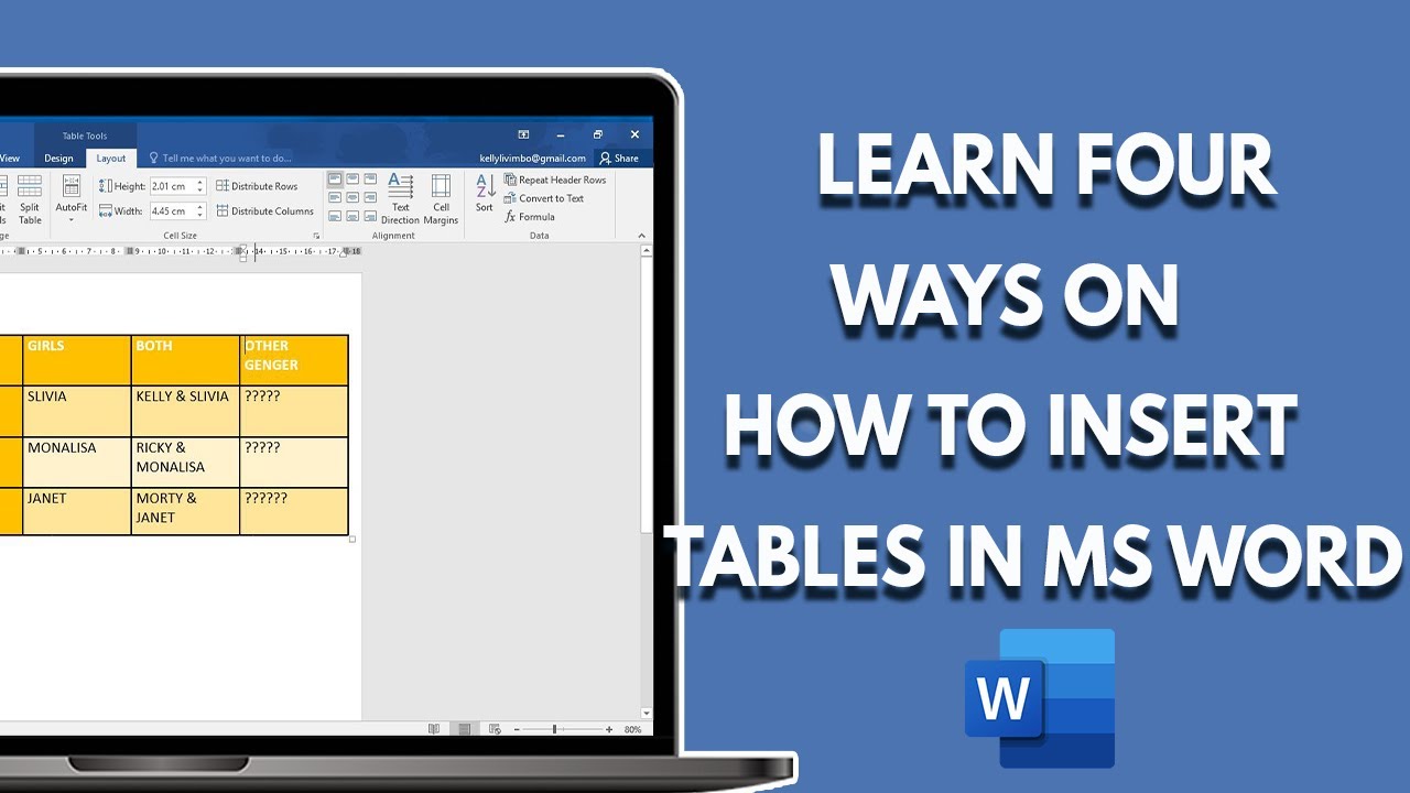Learn How to Insert Tables and other Table Tricks in ms Word - YouTube