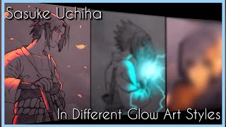 Drawing Sasuke Uchiha In Different Anime Glow Art Styles | Anime Speedpaint screenshot 1