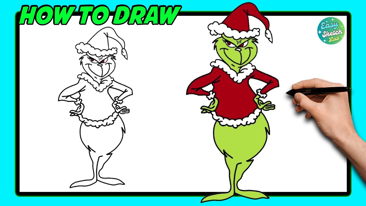 How to Draw Easy GRINCH CHRISTMAS! 🎁 | Step-by-Step Tutorial - YouTube