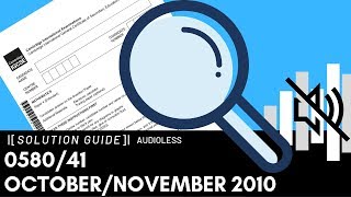 0580/41 October/November 2010 Marking Scheme (MS)