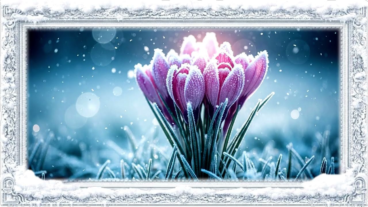 Relaxing Snowy Winter Flowers ❄️🌸 | 4K TV Screensaver 