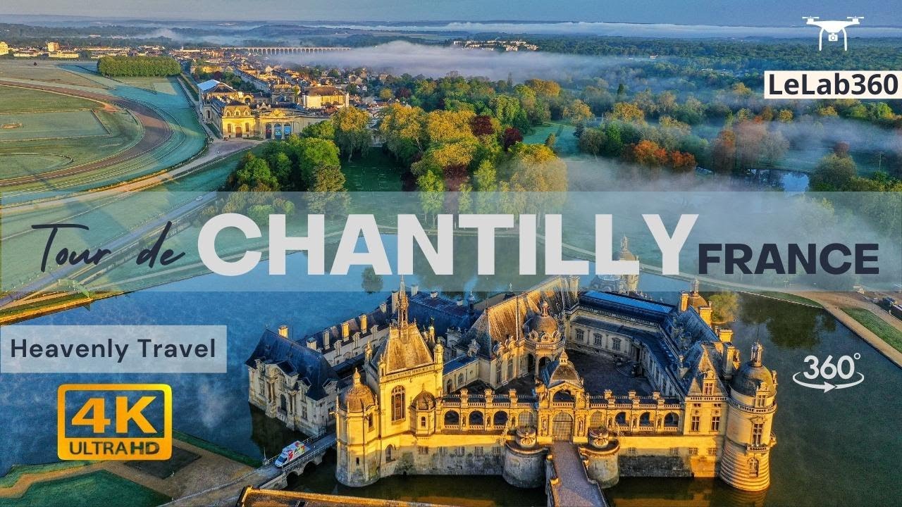 360 Aerial Chantilly Castle at Sunrise 4K Drone tour | Travel France 