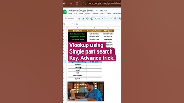Vlookup using one part of the search key.#googlesheetstips #uniqueshorts