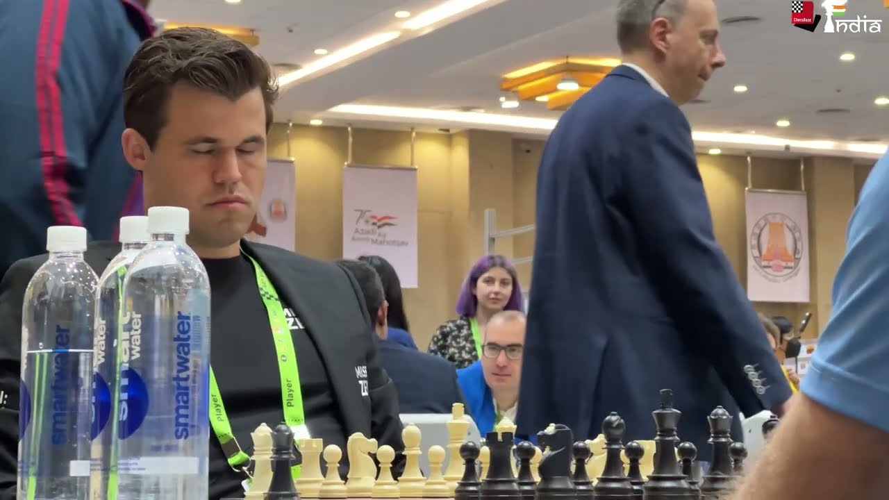 44th Chess Olympiad 2022 R2: Magnus Carlsen grinds a Queen endgame