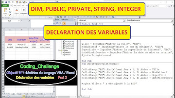 Langage VBA Excel Vidéo N°8- Déclaration des variables بالدارجة