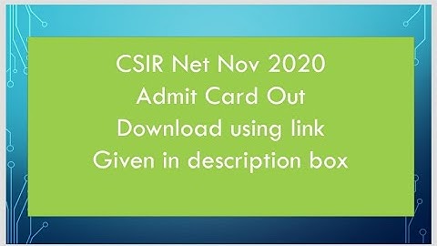 NTA released admit card of CSIR NET Nov 2020 || Download Admit Card