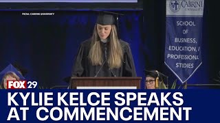 Kylie Kelce delivers emotional speech at Cabrini University's final commencement