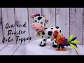 Cute Cow and a little Rooster Cake Topper