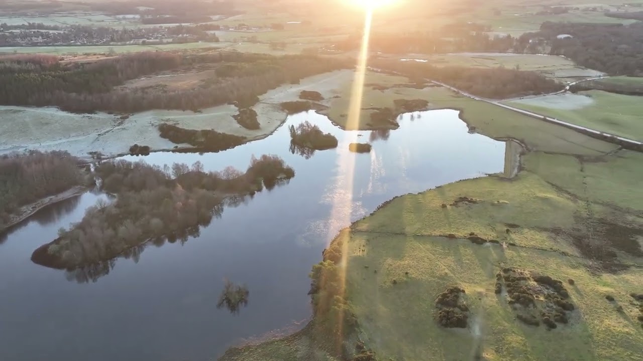 Knapps Loch, Kilmacolm. Scotland.  Drone footage in 4K