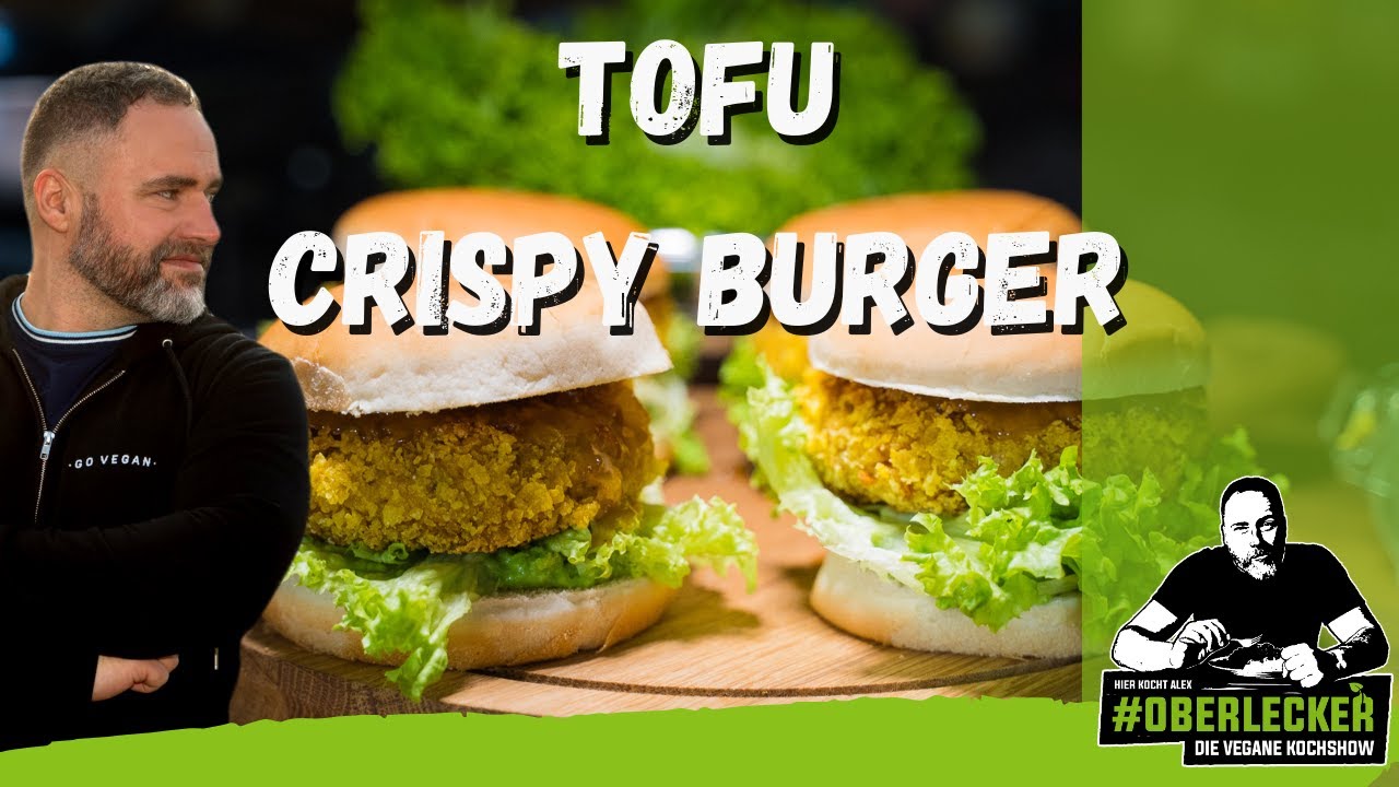 Tofu Crispy Burger. Ein Traum von einem Burger, mit Mangochutney und einer Mole auf Erbsenbasis