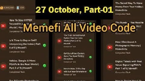 27/28 October Memefi All Video Code | Part-01  Memefi New Video Code Today |
