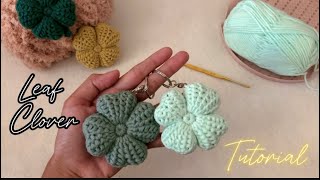 Tutorial  Gantungan Kunci Rajut | Crochet Leaf Clover Keychain🍀| Easy