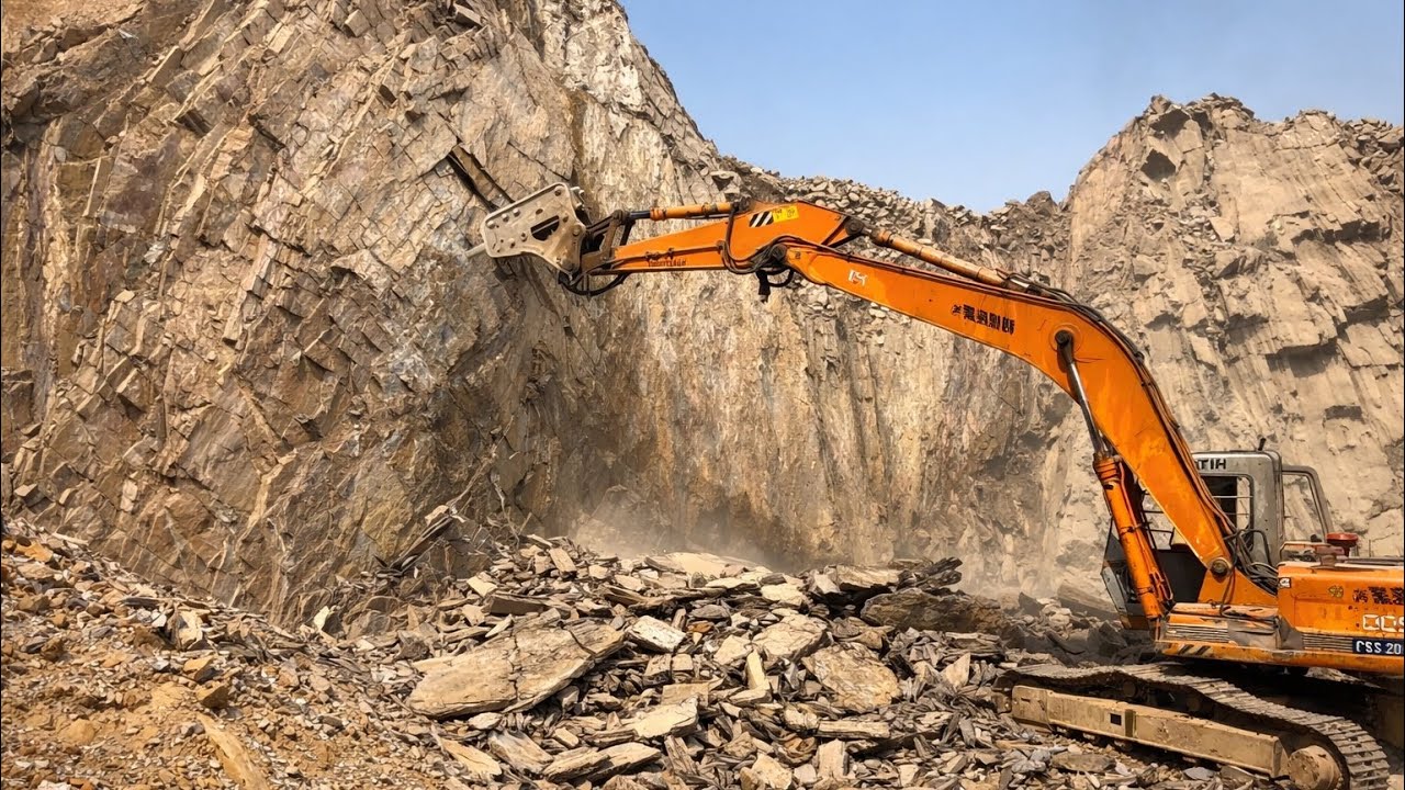 Massive Excavator Destroys Huge Mountain Rocks | Heavy Equipment Extreme Operator Skills! #excavator