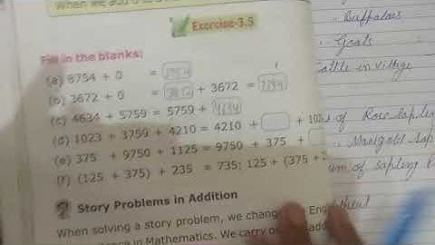 Class 3rd Maths ( chapter 3) Ex. 3.6 story Problems in addition