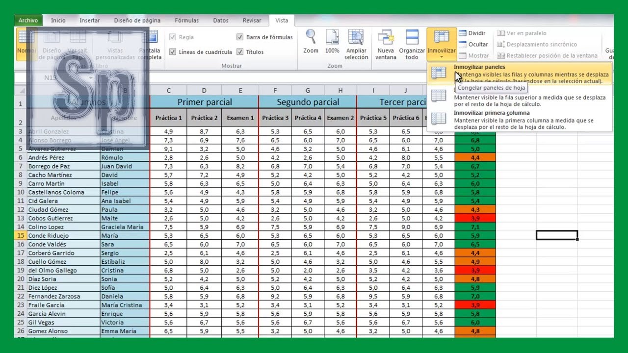 Vervormen atmosfeer redden Excel - Fijar filas en la parte superior. Inmovilizar filas o columnas.  Tutorial en español HD - YouTube