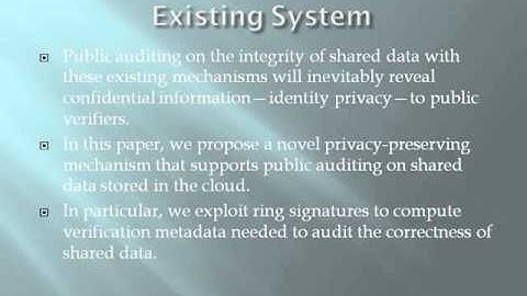 2014 IEEE NETWORK SECURITY Oruta Privacy Preserving Public Auditing for Shared Data in the Cloud