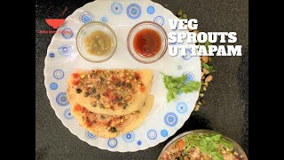 अंकुरित उत्तपम Veg Uttapam recipe with Sprouts I Sprouts uttapam recipe I How to make Uttapam recipe