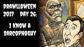 Hammer Mummy strangles Vampire Nicolas Cage drawing | Drawlloween 2017 Day 26