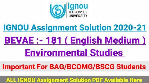 BEVAE -181 Environmental Studies IGNOU Assignment Solution 📑Important For BAG /BCOMG /BSCG Students
