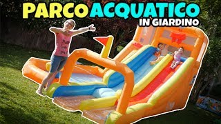 PARCO ACQUATICO GONFIABILE IN GIARDINO con Scivolo di Coppia