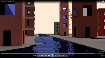 Blender Fluid Simulation - City Flood Tidal Wave - Render Test